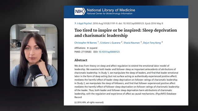Research on sleep deprivation affecting charismatic leadership