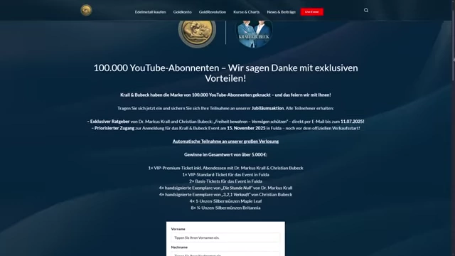 Landing page for the 100,000 subscriber special promotion