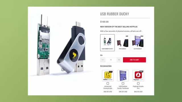 一个USB Rubber Ducky设备，可用于自动执行恶意脚本