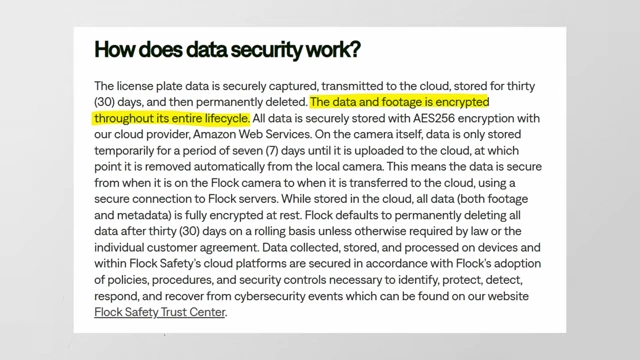 Flock Safety网站关于数据安全的声明