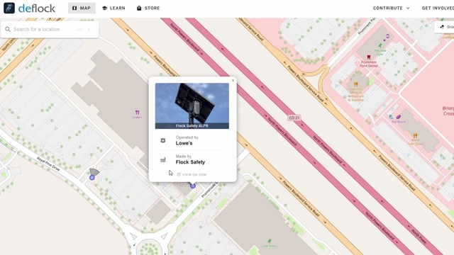 Deflock项目地图，显示Flock Safety ALPR的部署位置