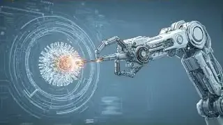 Image of a robotic arm performing intricate work on a glowing circular mechanism, symbolizing the export of advanced Japanese technology and expertise.