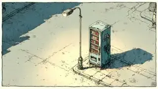 Image of a vending machine on a dark road in Japan, symbolizing the high level of trust in the society.