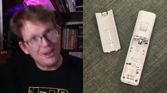 An open Wii remote, showing the battery compartment designed for AA batteries