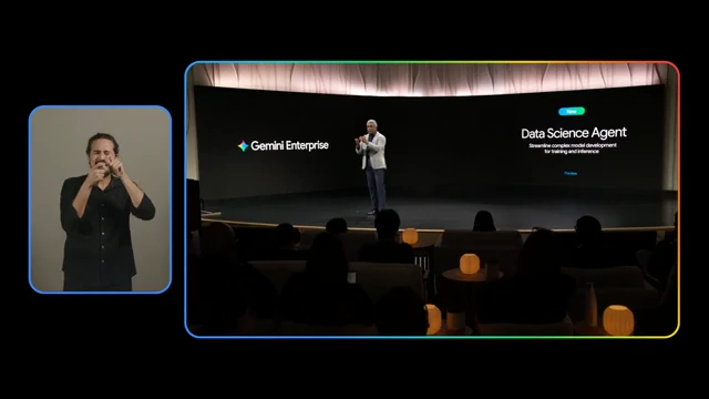 Introduction of the new Data Science Agent in Gemini Enterprise, automating data workflows.