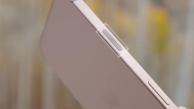 Close-up of the new camera control button on the side of the iPhone 16 Pro.