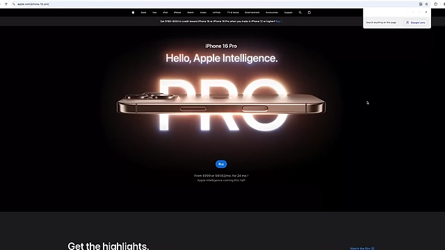 A screenshot of Apple's iPhone 16 Pro website, demonstrating a search for "JPEG XL" yielding no results, highlighting Apple's undisclosed nature of this feature.