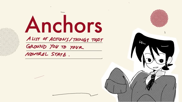 A definition of 'Anchors' as a list of actions or things that ground you to your neutral state.