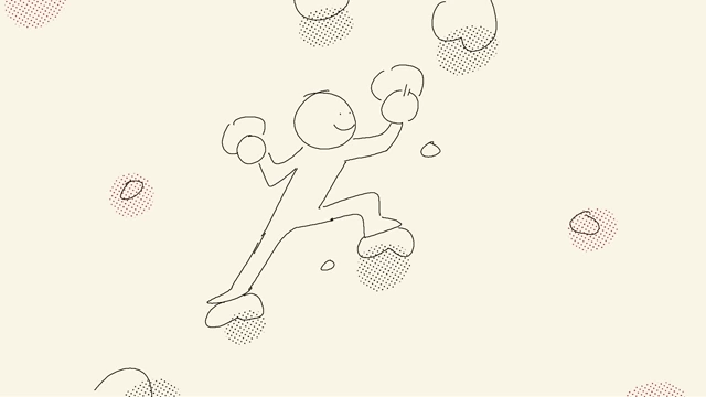An illustration of a person bouldering on a rock wall.