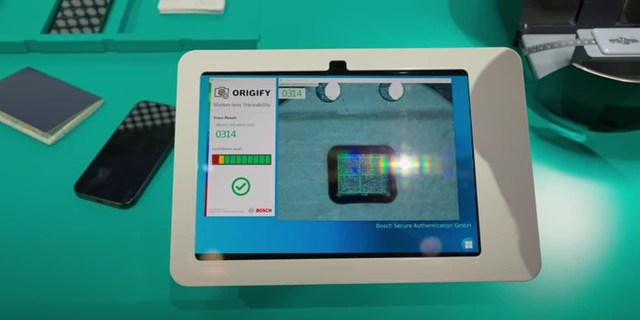 The Origify system successfully identifying a specific SMD component with trace result '0314'.