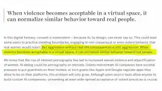 Text highlighting that when violence becomes acceptable in a virtual space, it can normalize similar behavior toward real people.