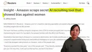 A screenshot from a Reuters article stating Amazon scrapped a secret AI recruiting tool that showed bias against women.