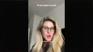 A short video clip of a woman saying her role has been taken over by AI.