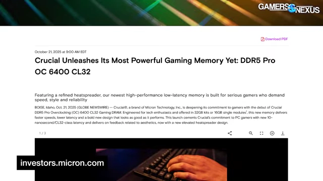 Crucial 发布全新DDR5 Pro超频内存，强调对玩家的承诺
