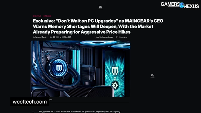 MAINGEAR CEO警告内存短缺将加剧