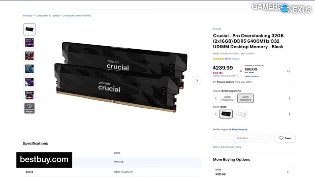 Best Buy 上的Crucial内存已售罄