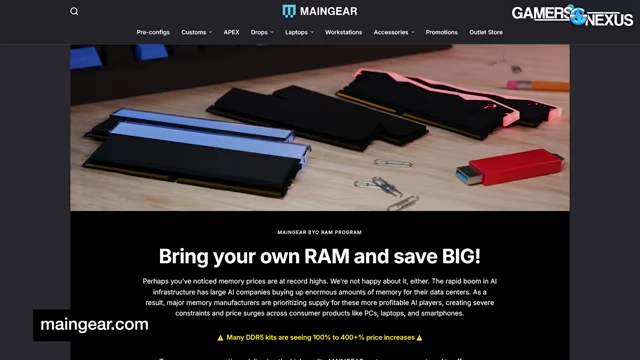 MAINGEAR 推出“自带内存”计划