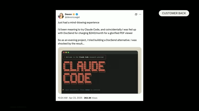 Claude Code tweet showcasing AI's impact on coding