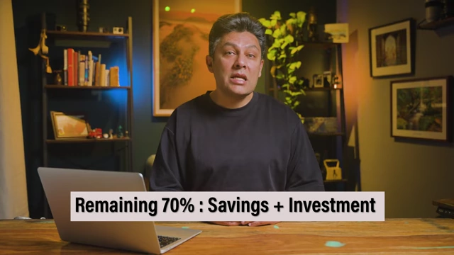 The remaining 70% of expenses were covered by savings and investments