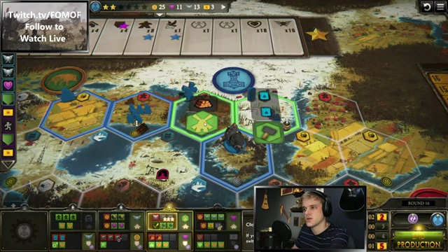 Nordic board state in Round 16, Meckless Strategy, with worker star achieved