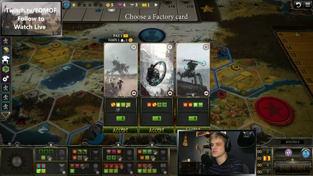 Scythe factory card choices for the player in the Right Village Strategy