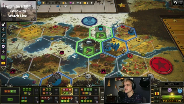 Nordic board state in Round 10, Right Village Strategy, with produced resources