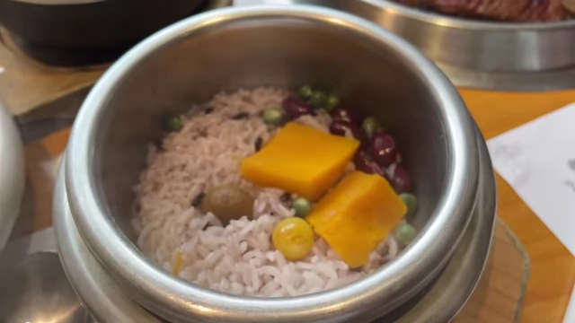 Purple rice with beans and pumpkin