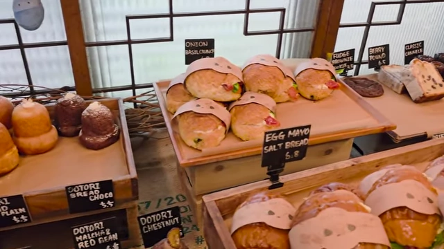 "Egg Mayo Salt Bread" on display at Doto Garden bakery