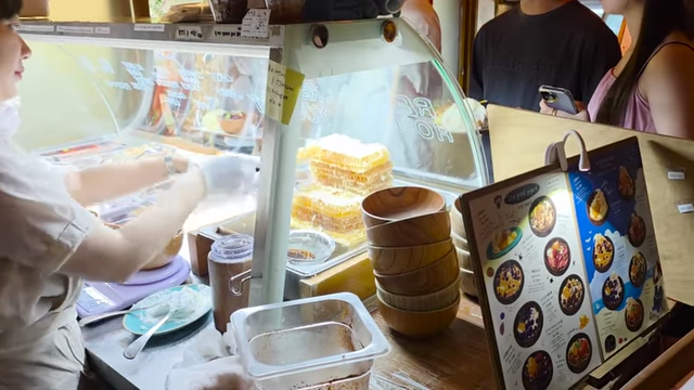 Greek yogurt station at Doto Garden, assembling bowls fresh