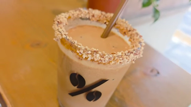Dirty peanut latte from 10PERCENT coffee shop