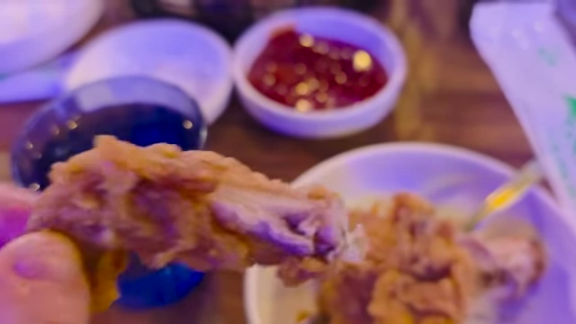Close-up of a piece of crispy fried chicken