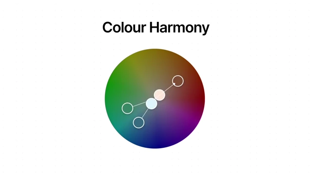 A color wheel diagram illustrating the concept of color harmony through connected color points.