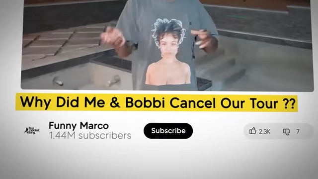 Funny Marco's YouTube video thumbnail explaining the cancellation of his and Bobbi's tour due to creative differences.