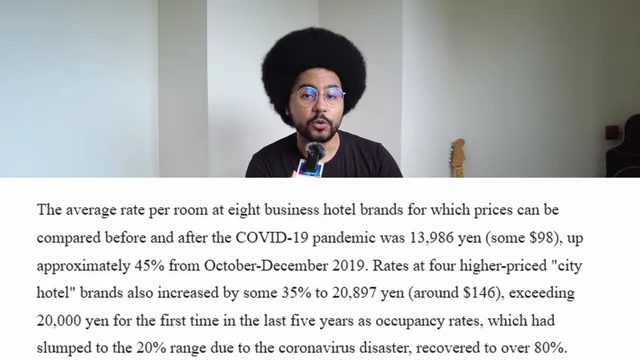 Text highlighting the average rate increase per room at business and city hotels since 2019.