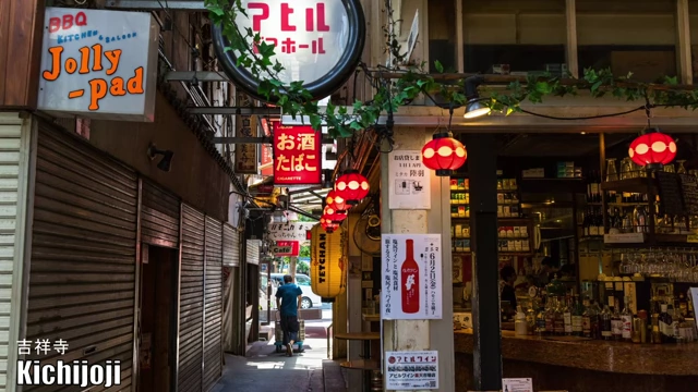 A narrow, bustling street in Kichijoji.