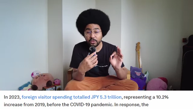 Foreign visitor spending in Japan totaled JPY 5.3 trillion in 2023.
