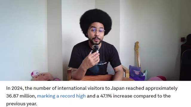Text showing the number of international visitors to Japan in 2024 reached approximately 36.87 million.