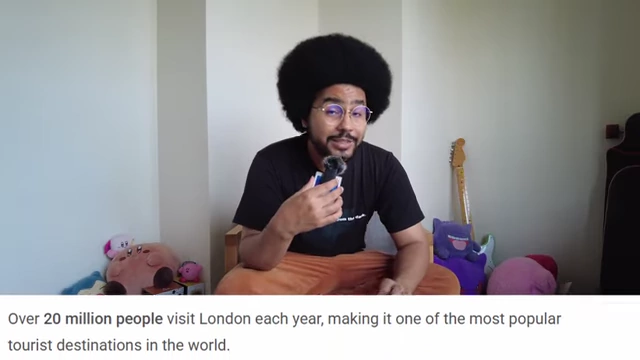 Text stating that over 20 million people visit London each year.