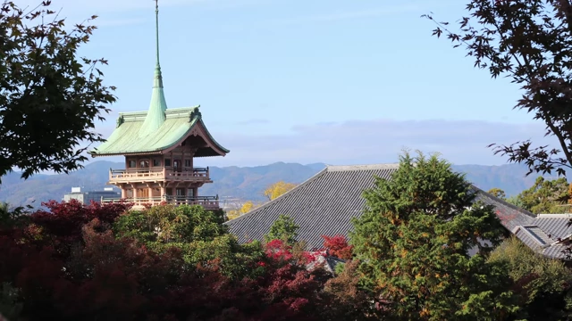 A multi-tiered pagoda and temple grounds.