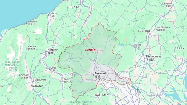 Map highlighting Gunma Prefecture.
