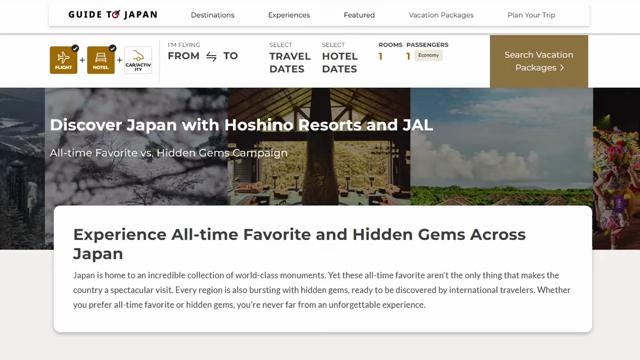 JAL and Hoshino Resorts campaign website promoting "Discover Japan with Hoshino Resorts".