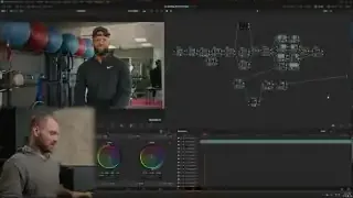 DaVinci Resolve interface showing the node tree and scopes