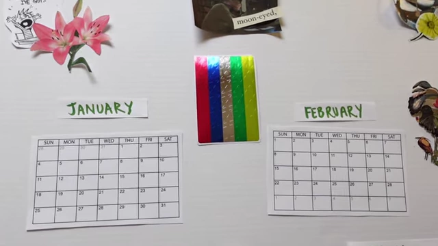 Monthly calendars (January, February, March, April) used for tracking progress on the Big Paper Planning board.