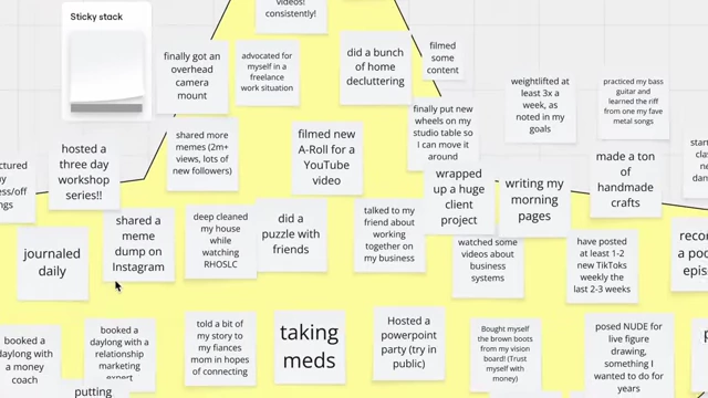 A digital 'sticky stack' illustrating the accumulation of 'gold stars' for completed actions.