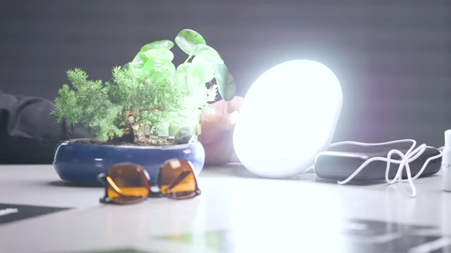 A SAD light therapy lamp glowing brightly