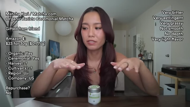 Michelle reviewing Matcha Kari Organic Barista Ceremonial Matcha with on-screen details