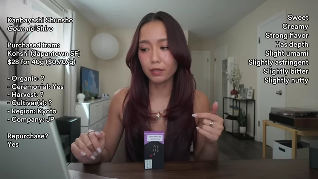 Michelle reviewing Kanbayashi Shunsho Goun no Shiro with on-screen details