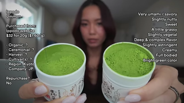 Comparison of Ippodo Sayaka and Ummon matcha powders