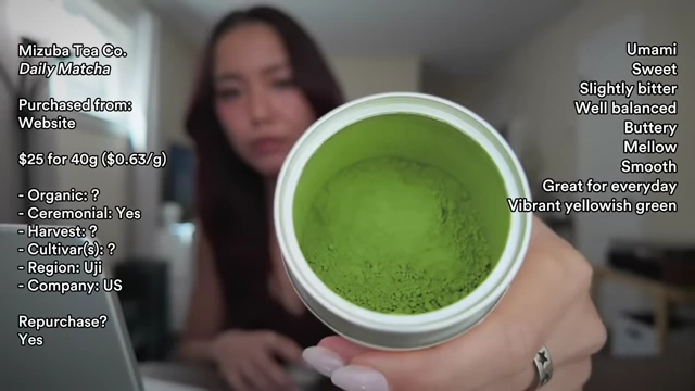 Mizuba Tea Co. Daily Matcha powder color
