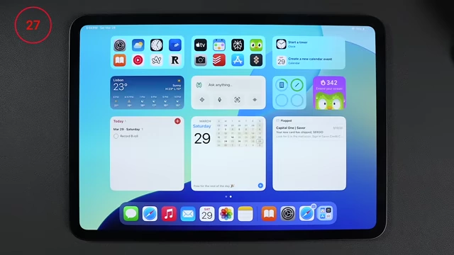 iPad Home Screen with various custom widgets